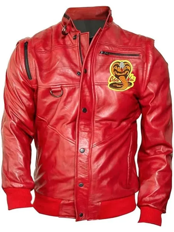 Johnny Lawrence Cobra Kai Red Leather Jacket