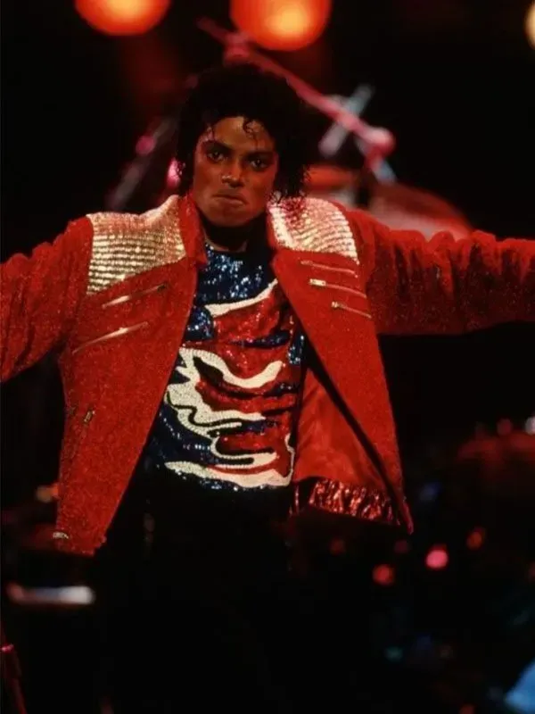 Michael Jackson Victory Tour Beat it Red Lame Jacket