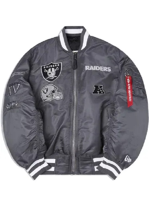 Raiders MA-1 Bomber Reversible Gray Jacket