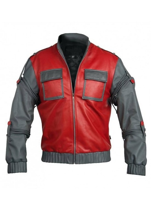 Marty McFly Back to the Future Part II Red Leather Jacket