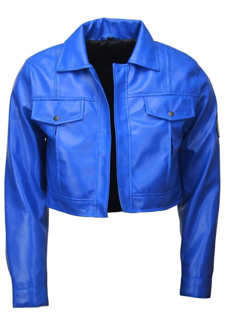 Future Trunks Capsule Corp Blue Leather Crop Jacket - Image 2