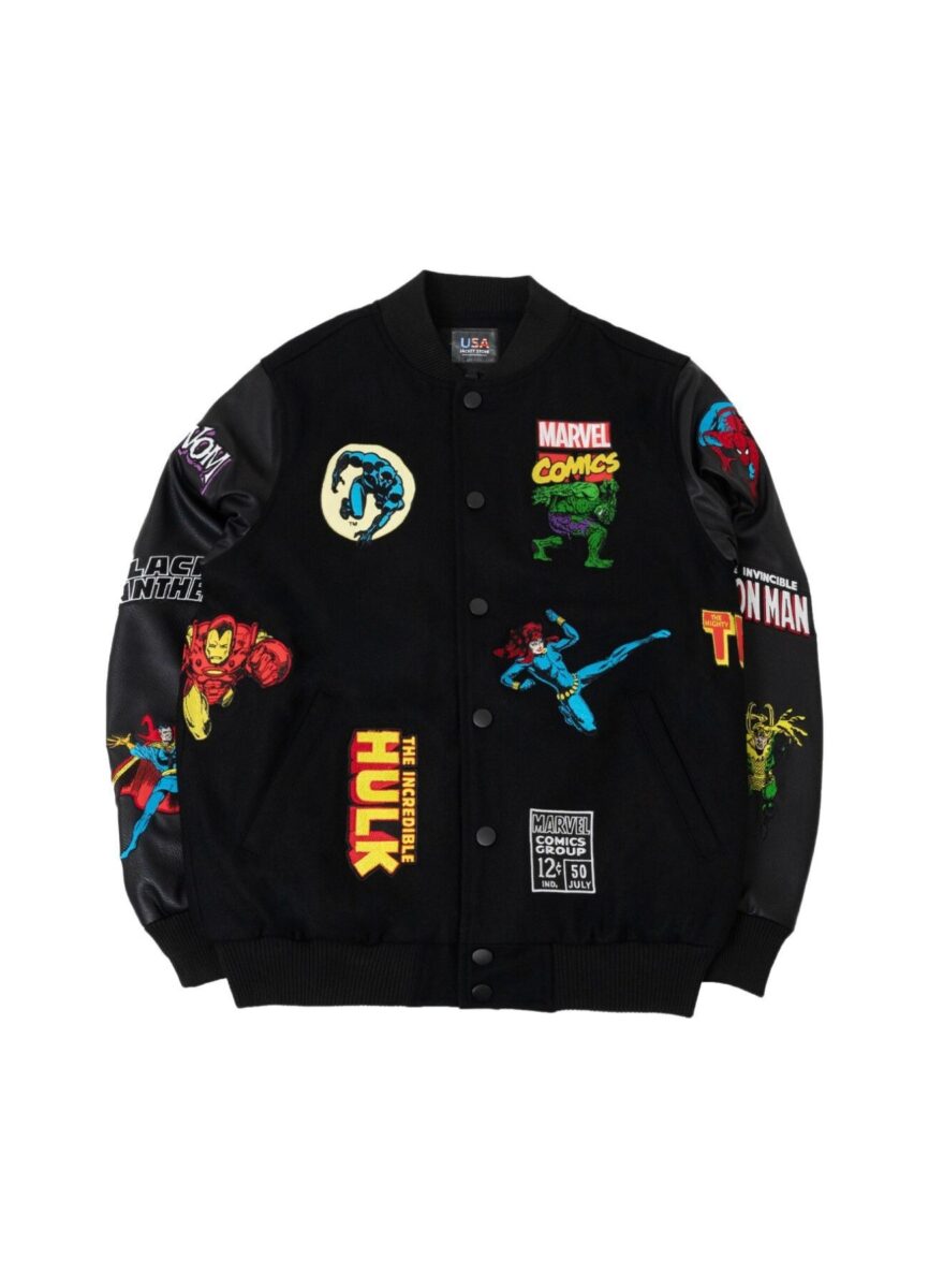 Marvel Classic Black Varsity Jacket