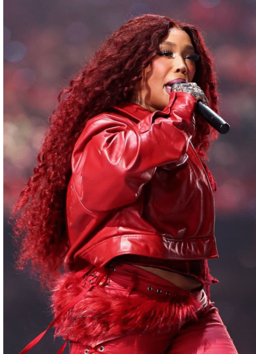 SZA Super Bowl LIX Halftime Crybaby Lana Red Leather Jacket