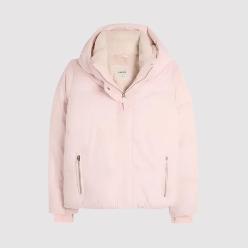 Hollister Pink Puffer Hooded Jacket
