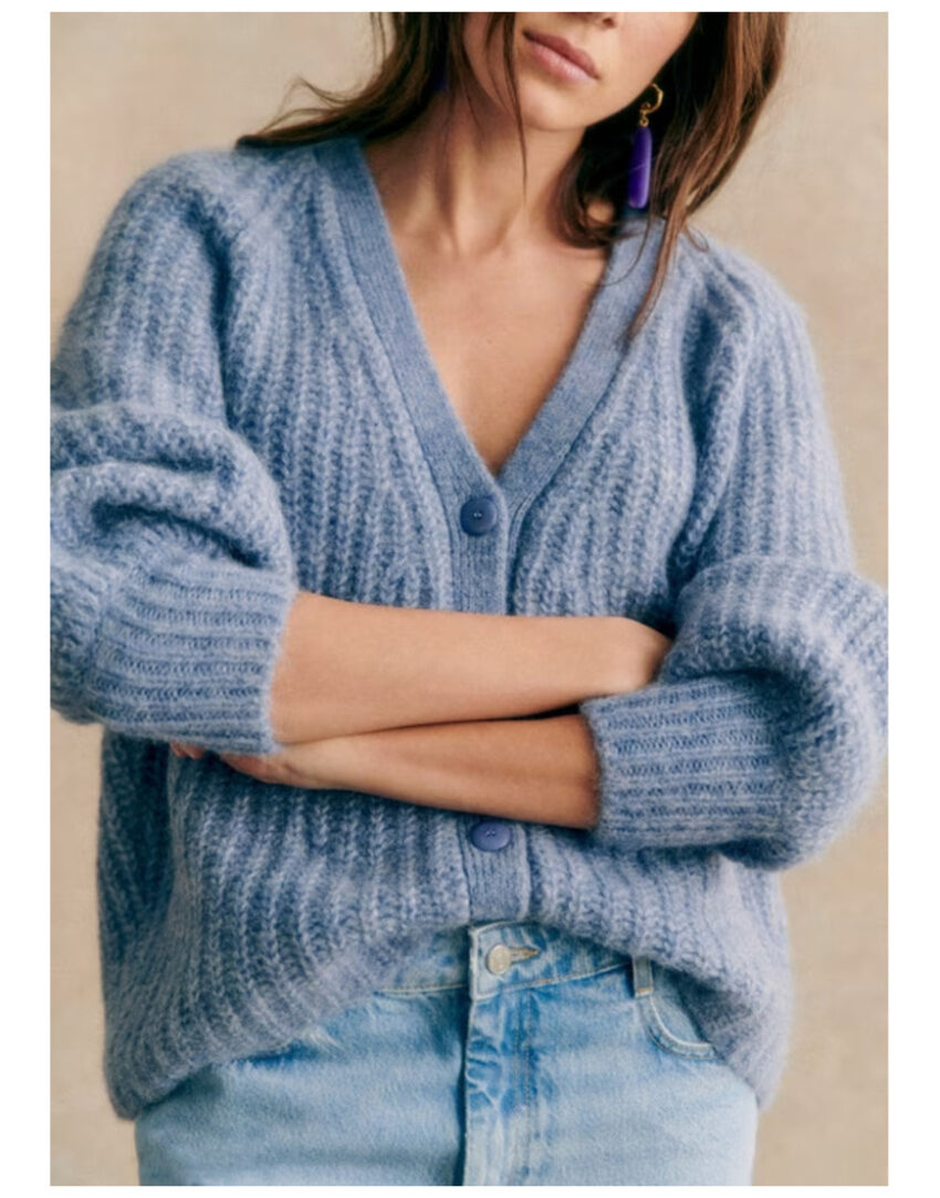 Fake 2024 Asher Keddie Blue Knitted Cardigan - Image 2