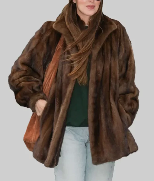 Dakota Johnson Brown Fur Coat