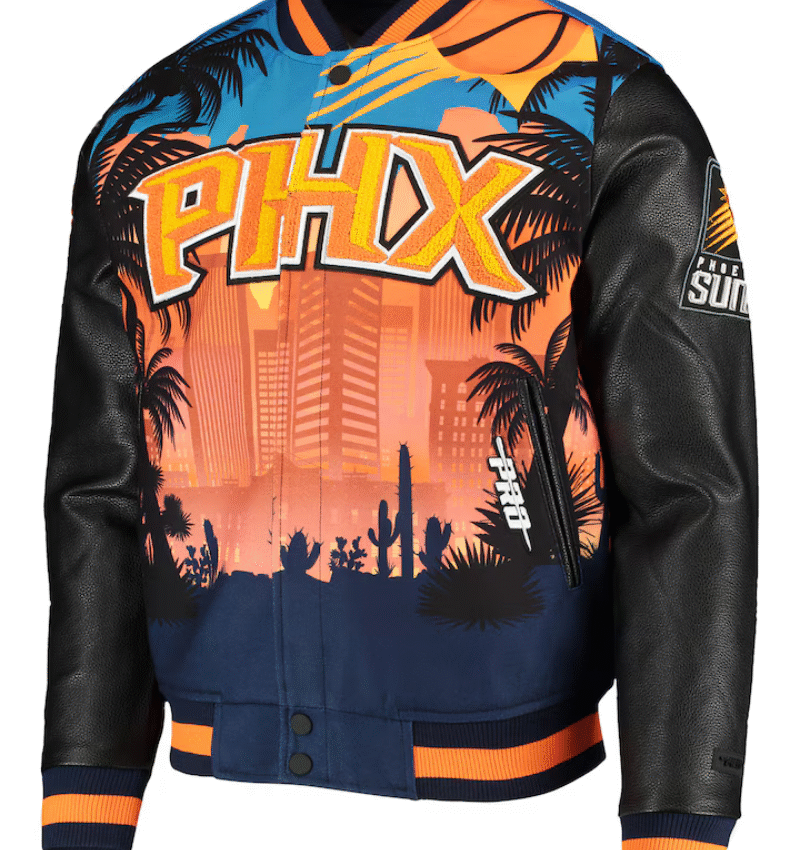 Men’s Pro Standard Black Phoenix Suns Team Remix Varsity Full-Zip Jacket
