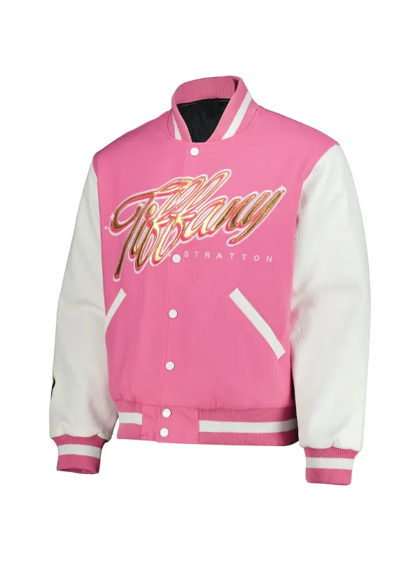 WWE Tiffany Stratton 2025 Tiffy Time Pink Varsity Jacket