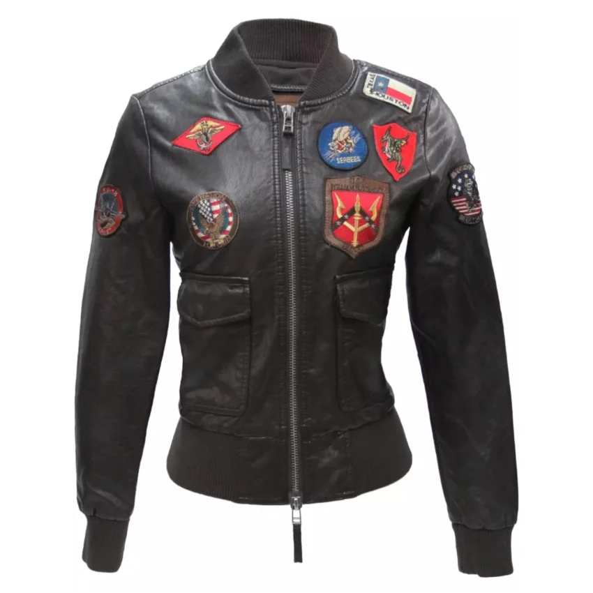 Top Gun Womens Vegan Black Leather Jacket