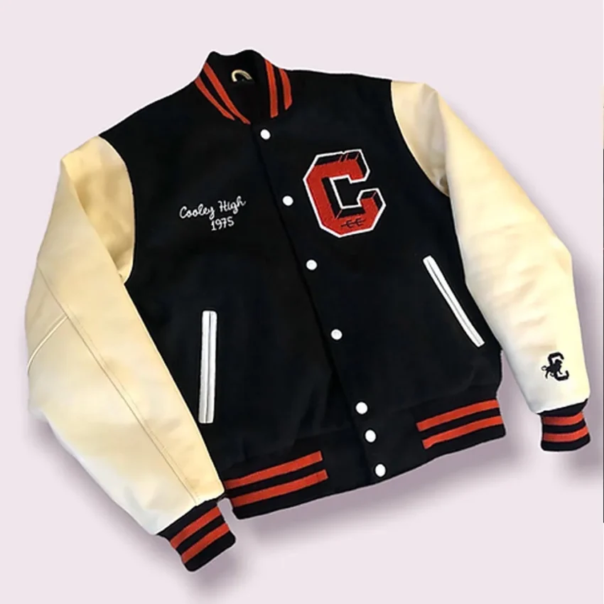 Cooley High Black and Off White Varsity Jacket
