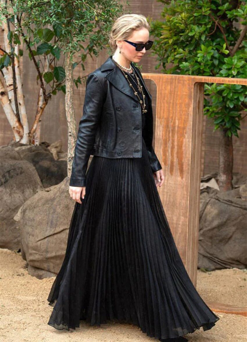 Jennifer Lawrence Black Leather Jacket - Image 4