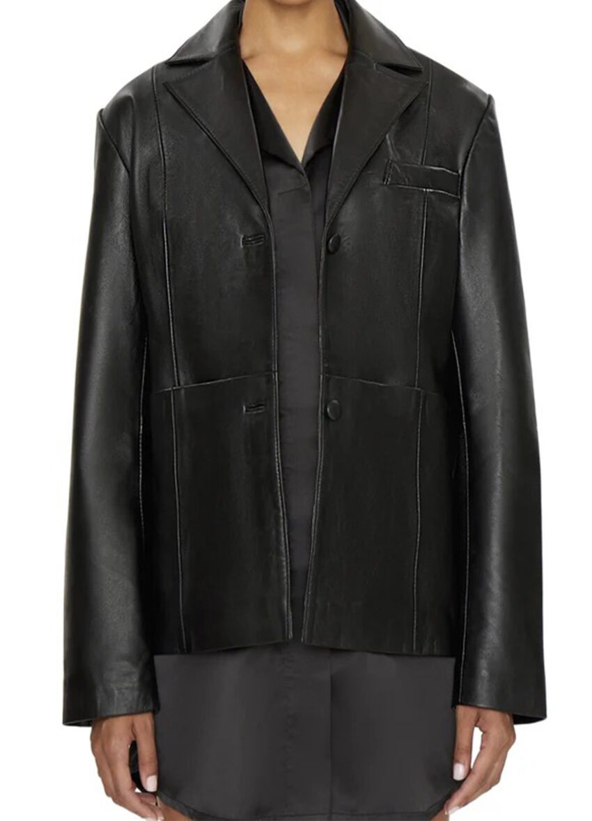 Kendall Jenner Black Leather Blazer - Image 2