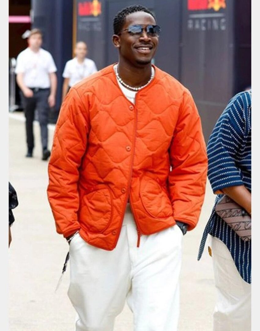 Damson Idris F1 Movie Orange Quilted Jacket