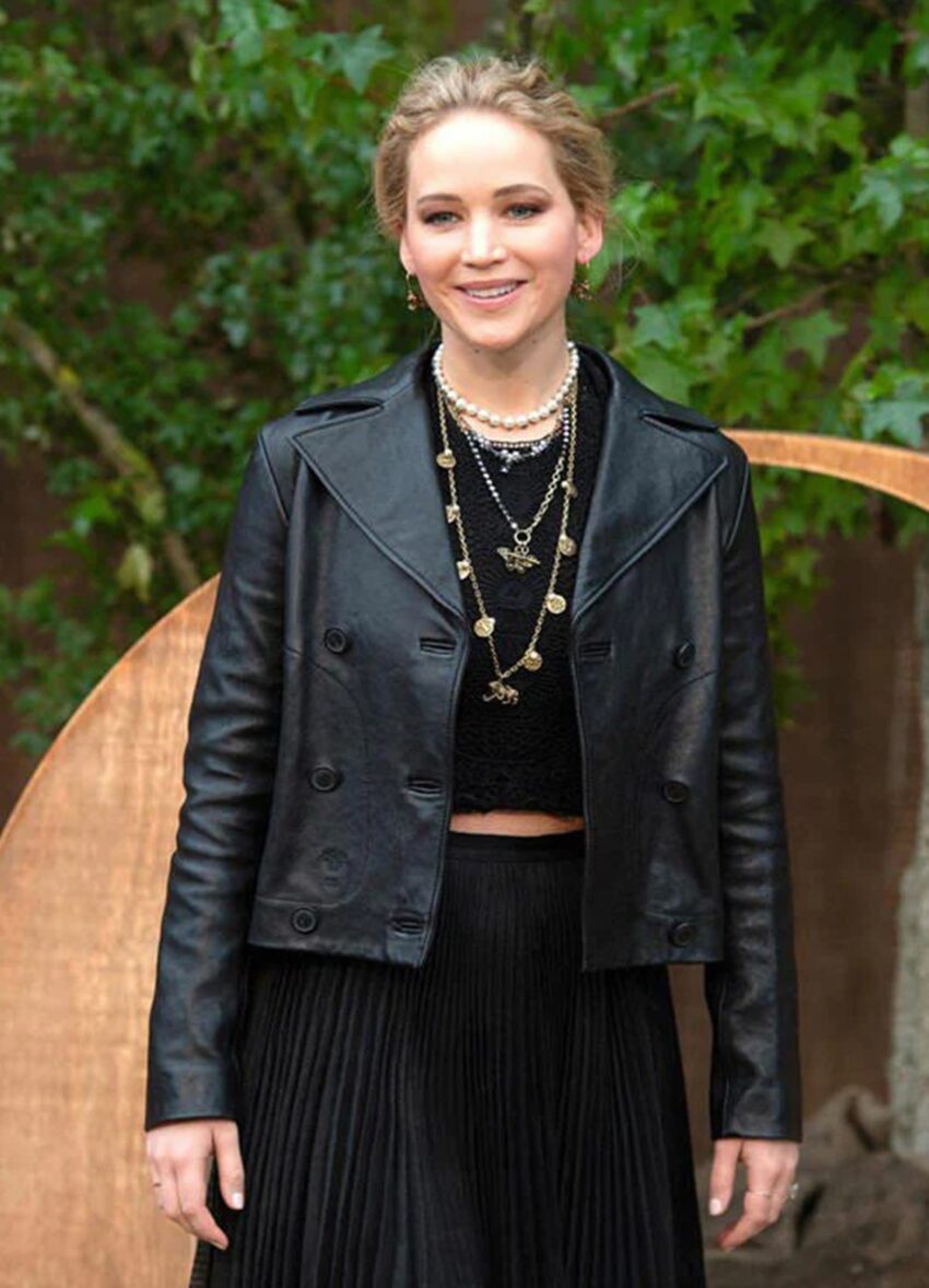 Jennifer Lawrence Black Leather Jacket