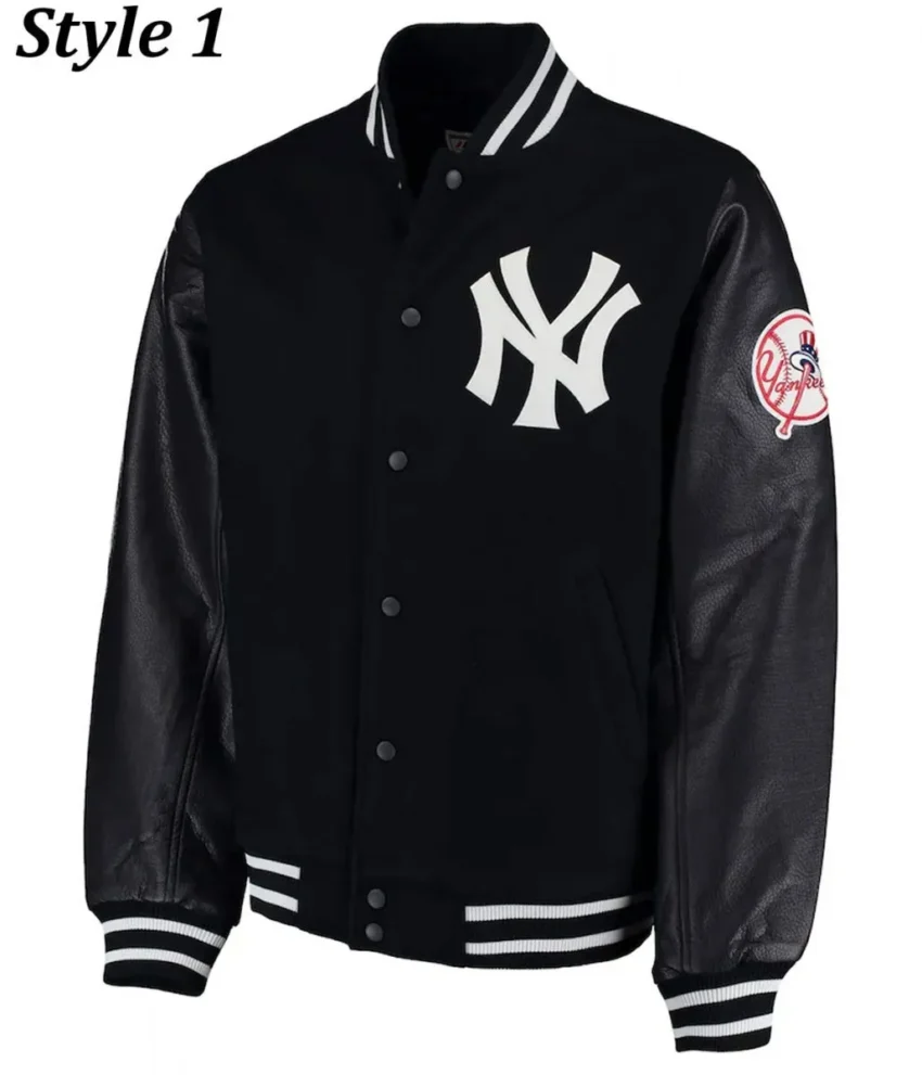 New York Yankees Varsity Wool & Leather Black Jacket