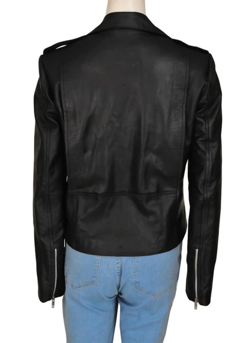 Kim Kardashian Black Motorcycle Leather Jacket - Image 6