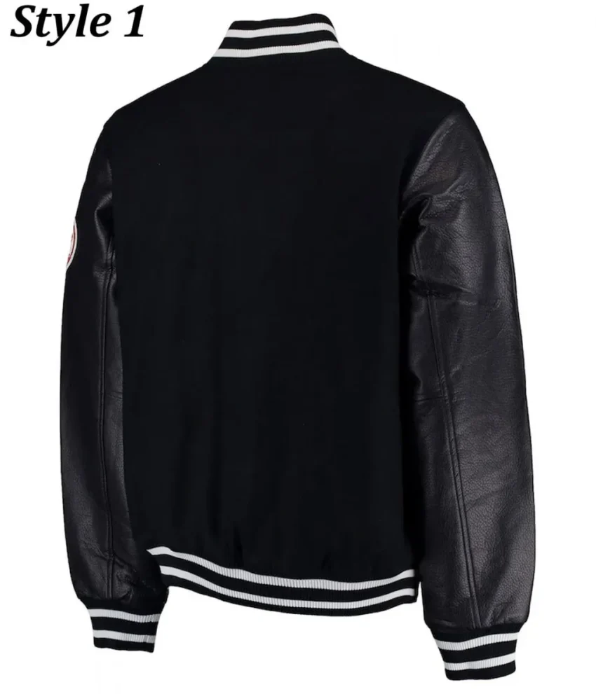 New York Yankees Varsity Wool & Leather Black Jacket - Image 3