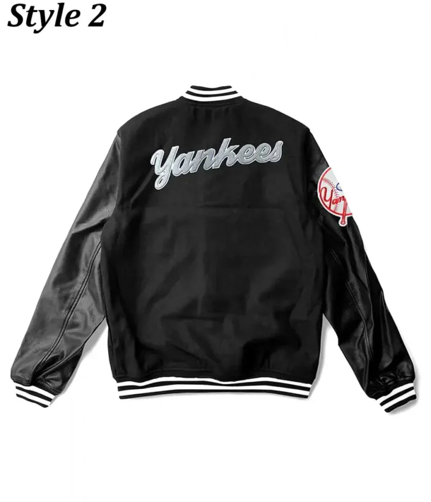 New York Yankees Varsity Wool & Leather Black Jacket - Image 4