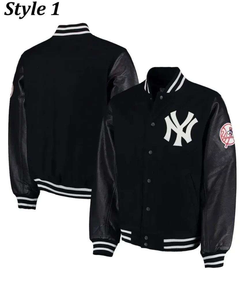 New York Yankees Varsity Wool & Leather Black Jacket - Image 5