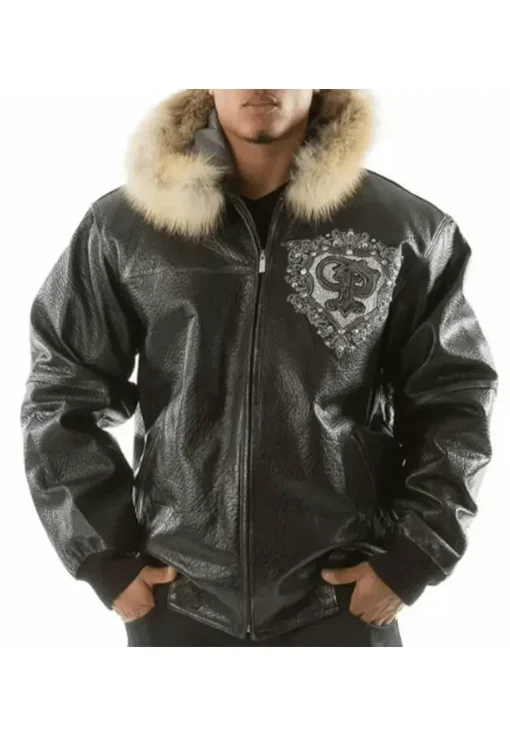 Pelle Pelle PP Crest Fur Hood Black Leather Jacket